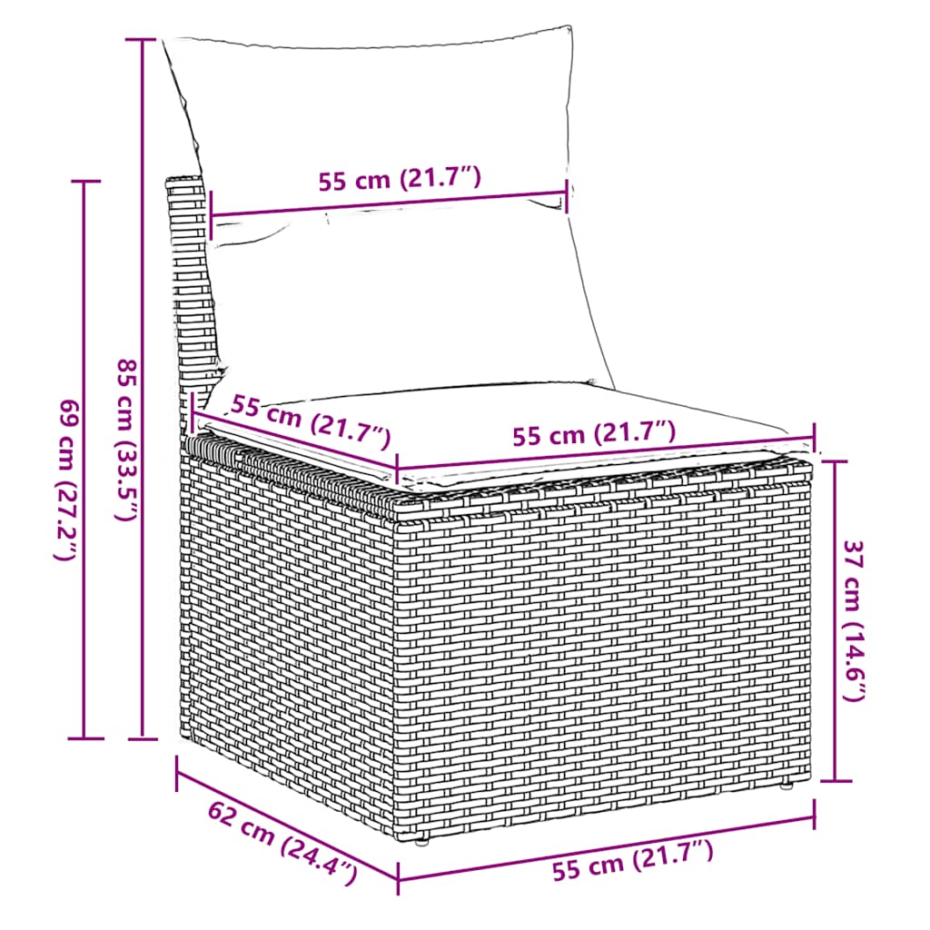 9-Delige Loungeset Met Kussens Poly Rattan Acacia