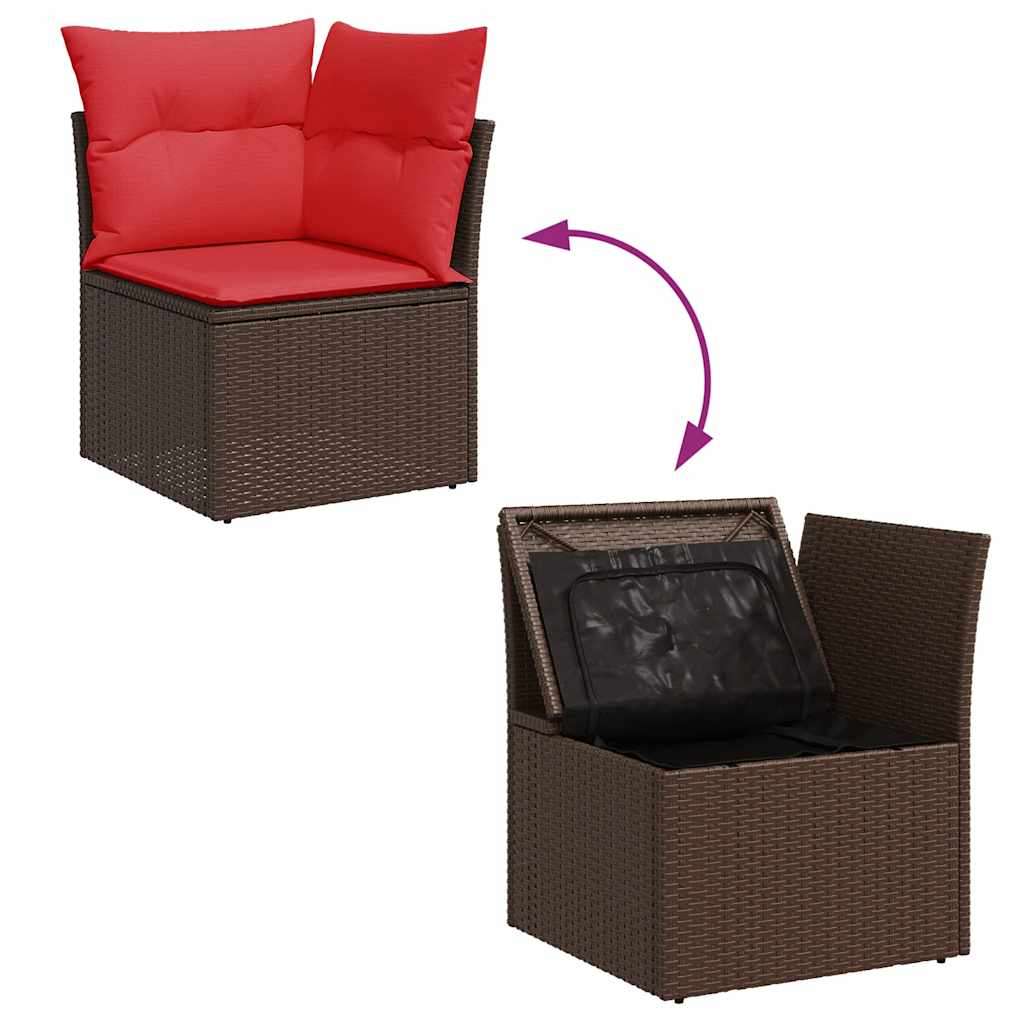 5-Delige Loungeset Met Kussens Poly Rattan Acacia