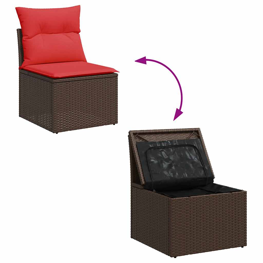 7-Delige Loungeset Met Kussens Poly Rattan Acacia