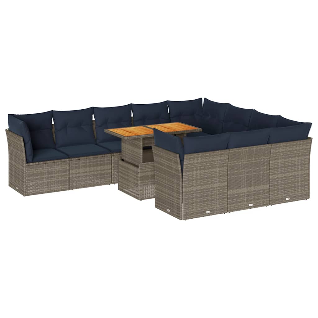1 Loungeset Met Kussens Poly Rattan