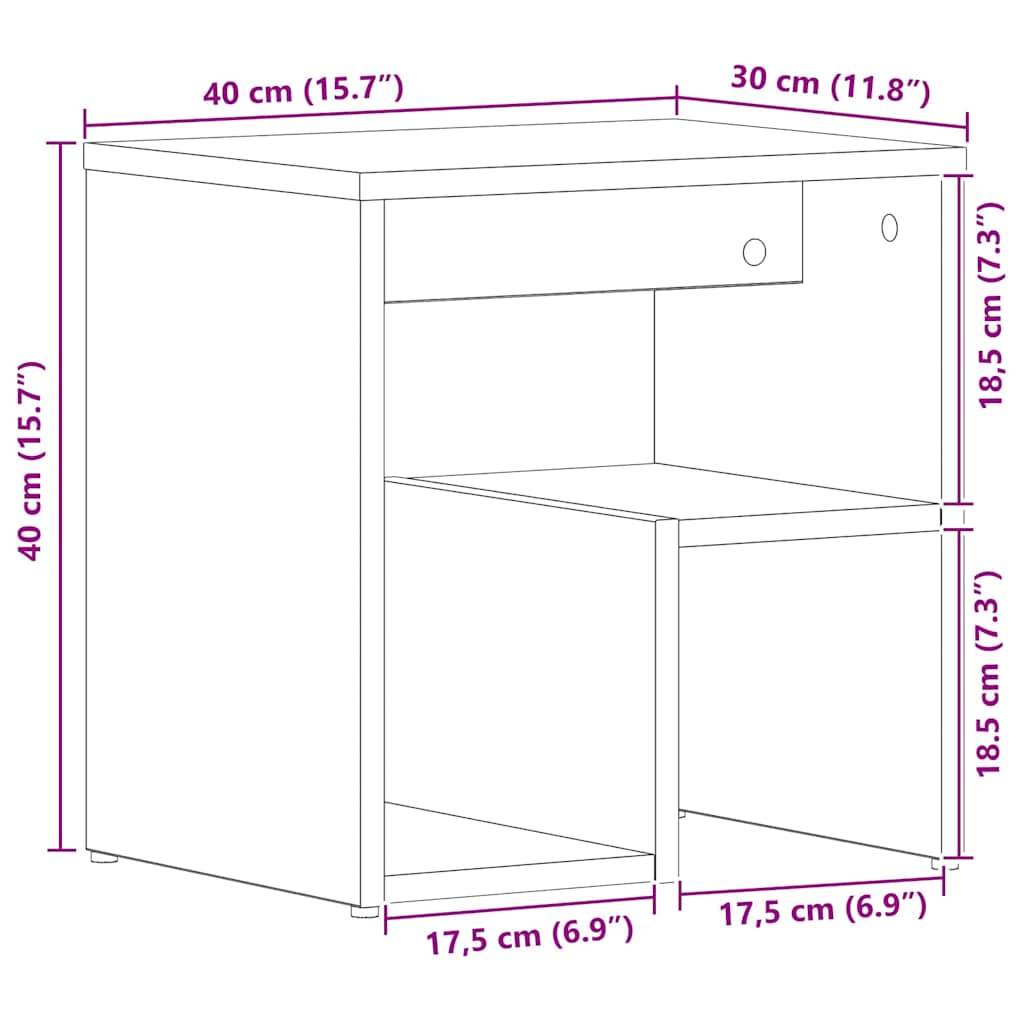 Nachtkastje 40 X 30 X 40 Cm Bewerkt Hout