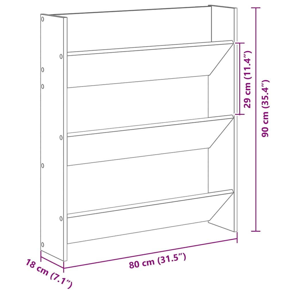 Wand Schoenenkast Met Plank 2 Pcs Zwart Eiken