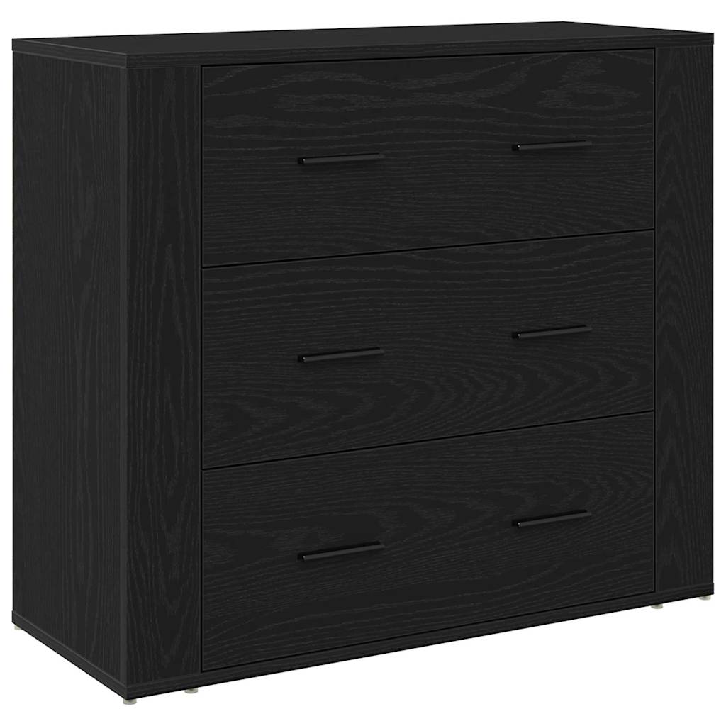 Zwarte Eiken Dressoir 80 X 33 X 70 Cm Bewerkt Hout