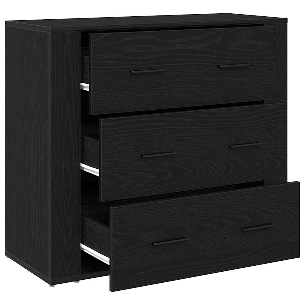 Zwarte Eiken Dressoir 80 X 33 X 70 Cm Bewerkt Hout