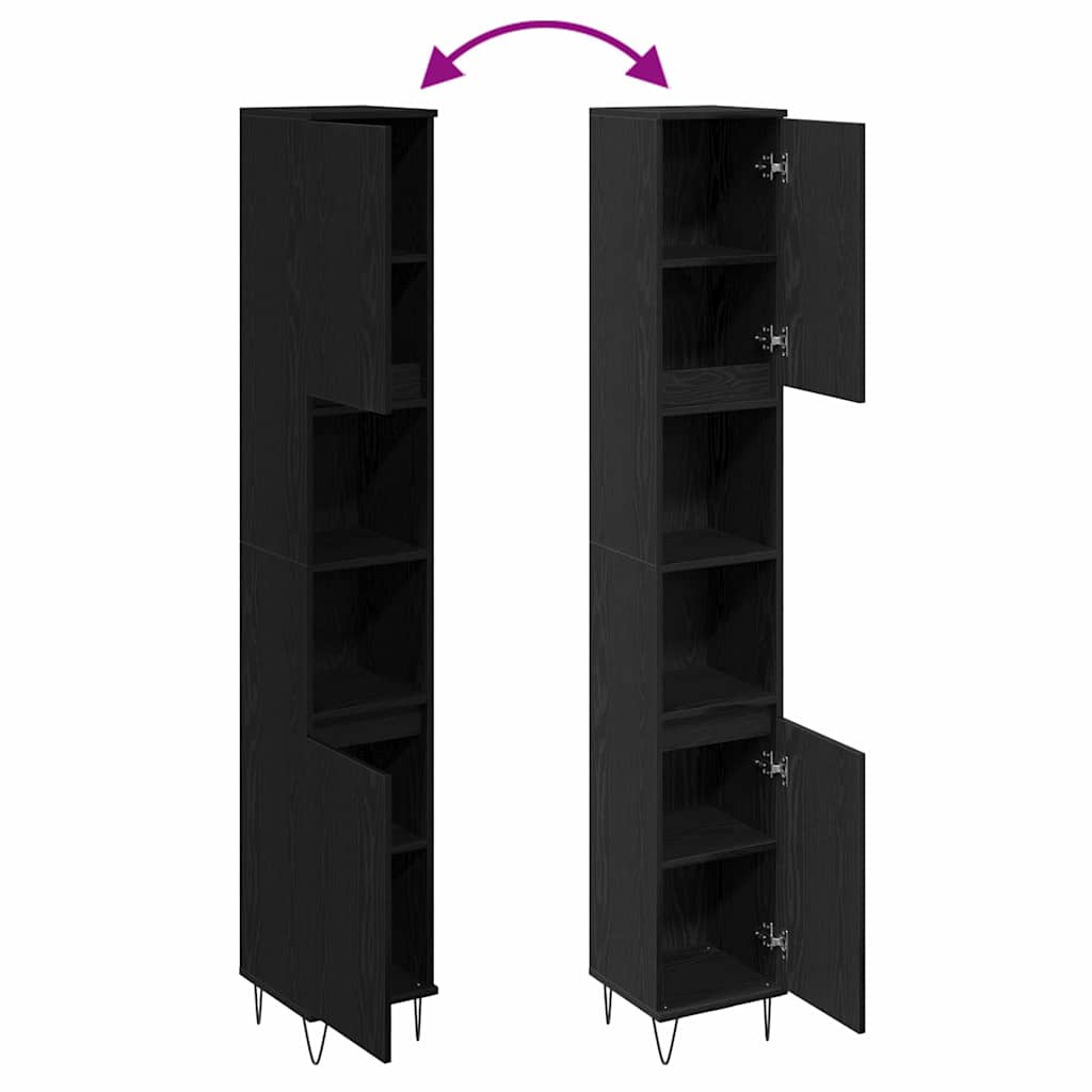 Badkamerkast 30 X 30 X 190 Cm Bewerkt Hout