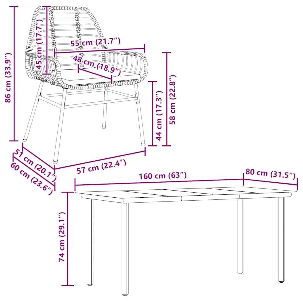 5-Delige Tuinset Met Kussens Poly Rattan Glas
