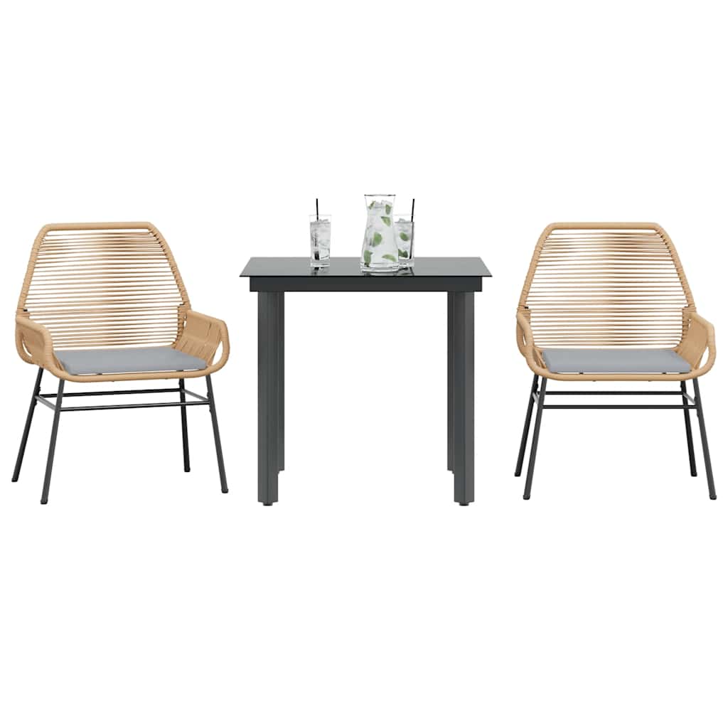 5-Delige Tuinset Met Kussens Poly Rattan Glas