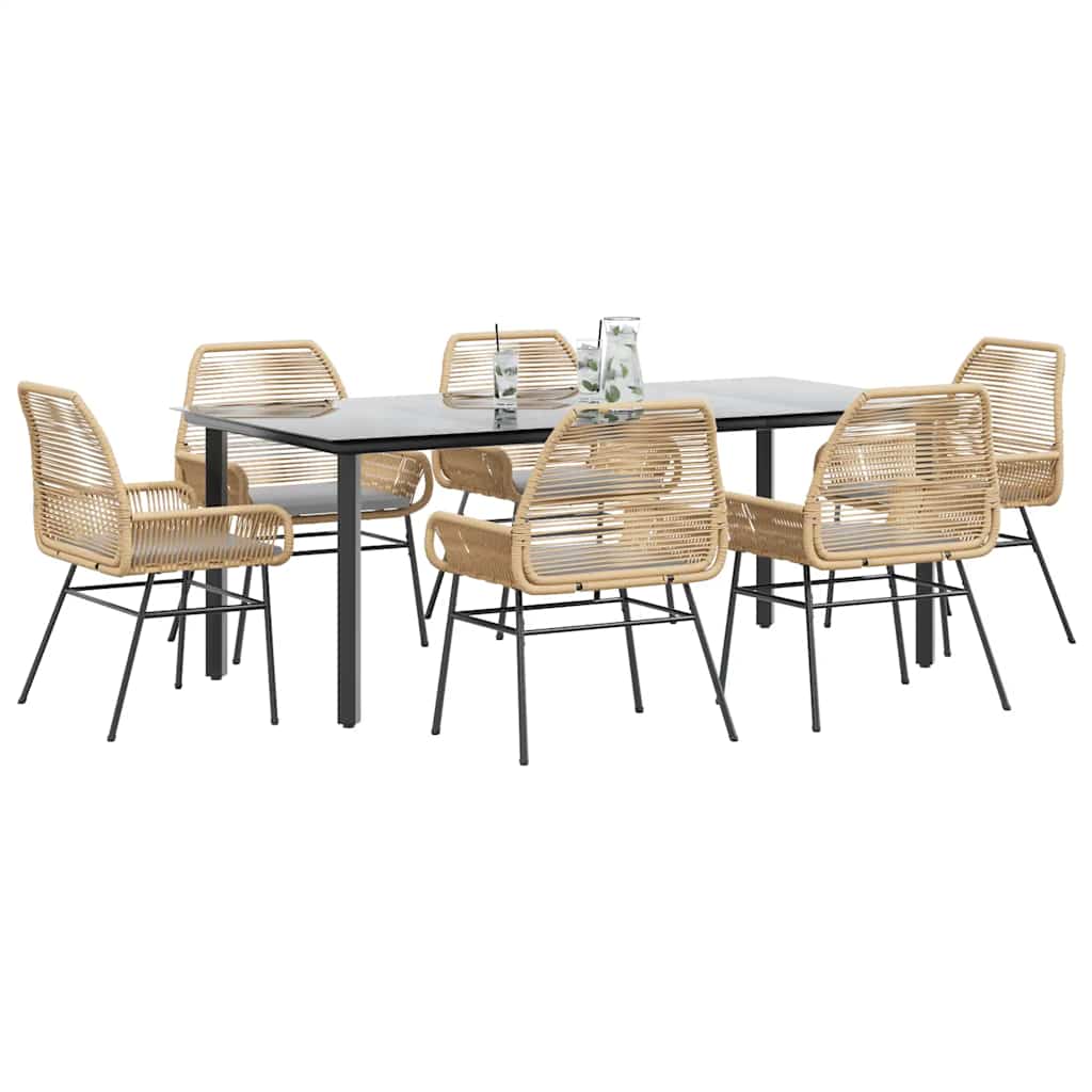 5-Delige Tuinset Met Kussens Poly Rattan Glas