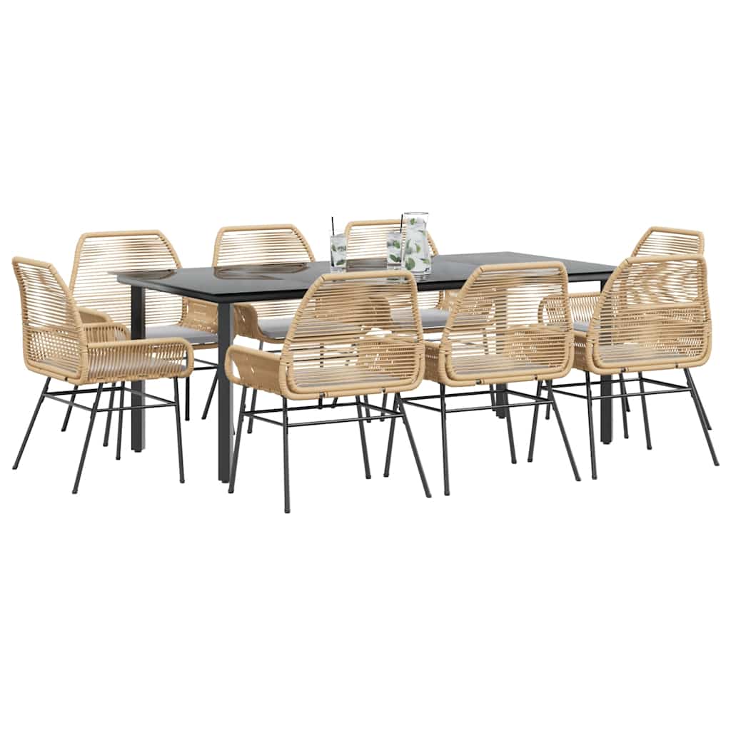 5-Delige Tuinset Met Kussens Poly Rattan Glas