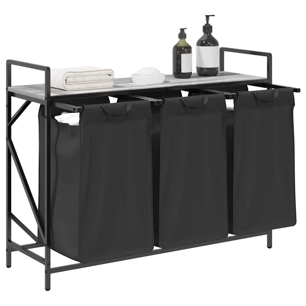 Wasmand 3 Vakken Met Plank Eiken