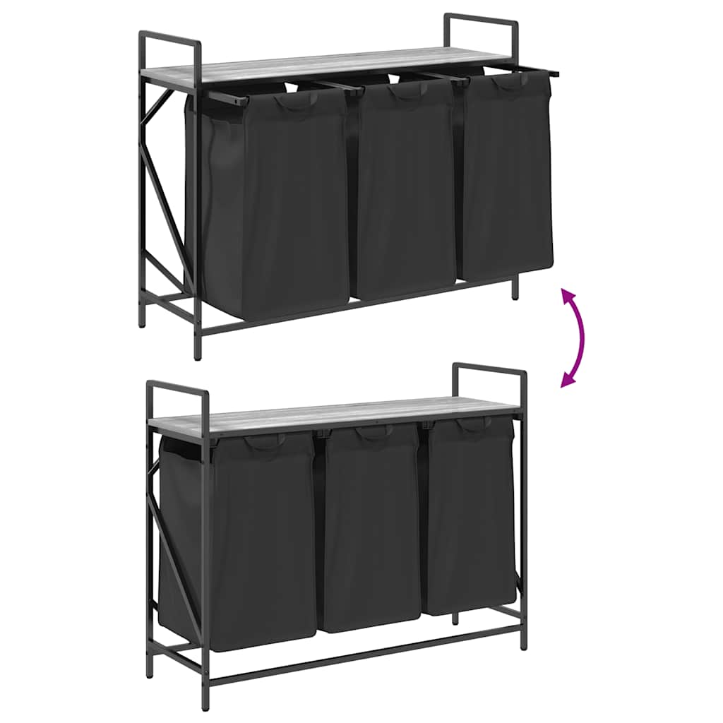 Wasmand 3 Vakken Met Plank Eiken