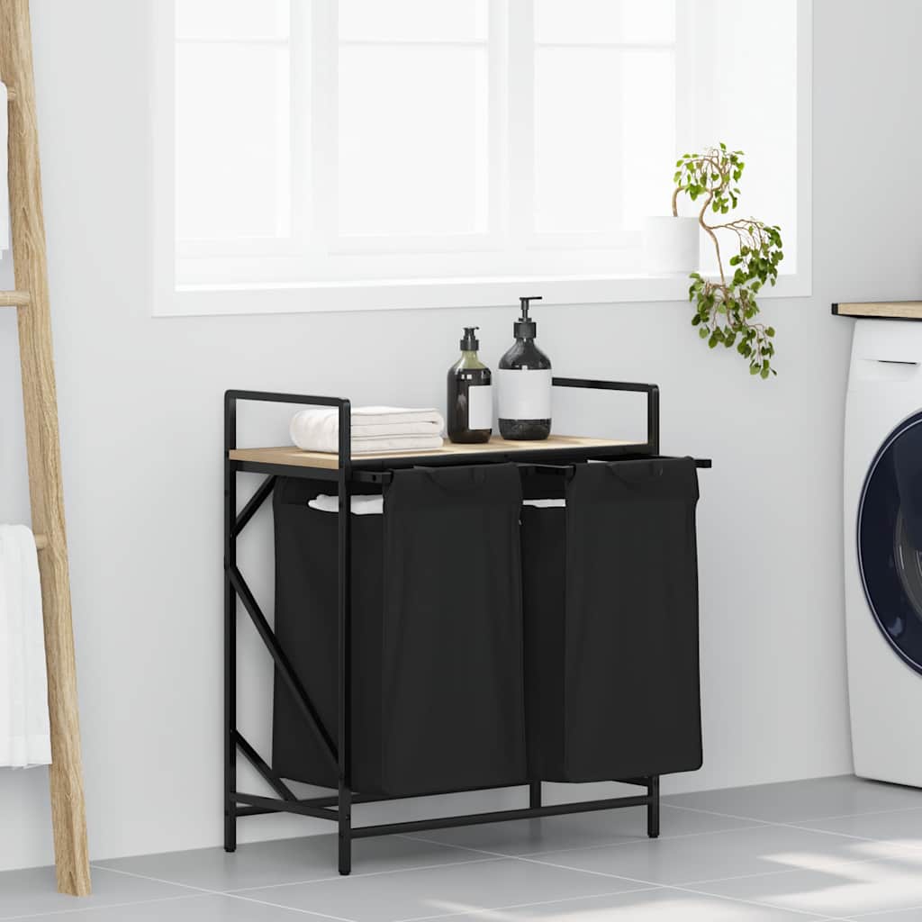 Wasmand 3 Vakken Met Plank Eiken