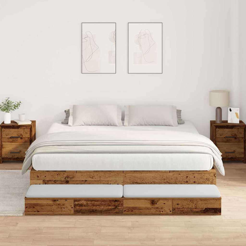 Opbergbedframe 236.5 X 160 X 31.5 Cm Bewerkt Hout Oud Hout