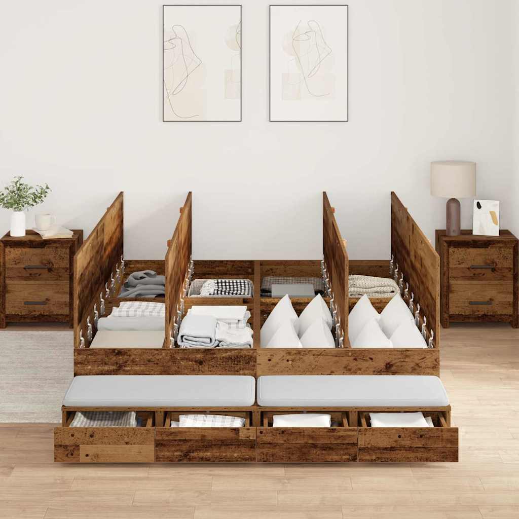 Opbergbedframe 236.5 X 160 X 31.5 Cm Bewerkt Hout Oud Hout