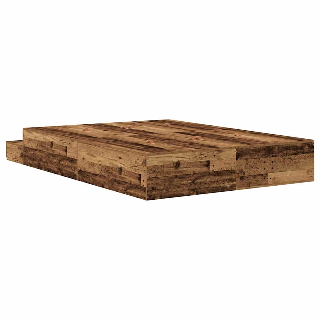 Opbergbedframe 236.5 X 160 X 31.5 Cm Bewerkt Hout Oud Hout