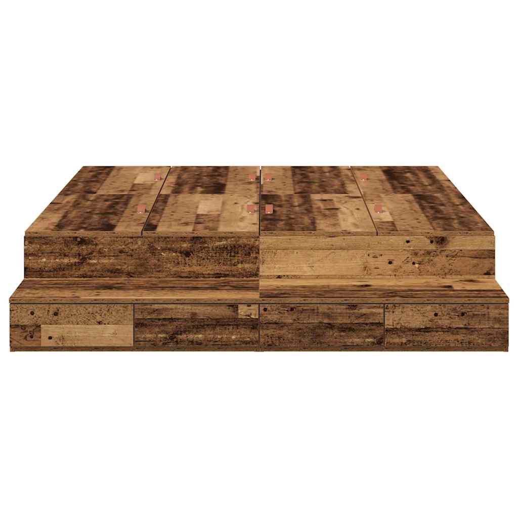 Opbergbedframe 236.5 X 160 X 31.5 Cm Bewerkt Hout Oud Hout