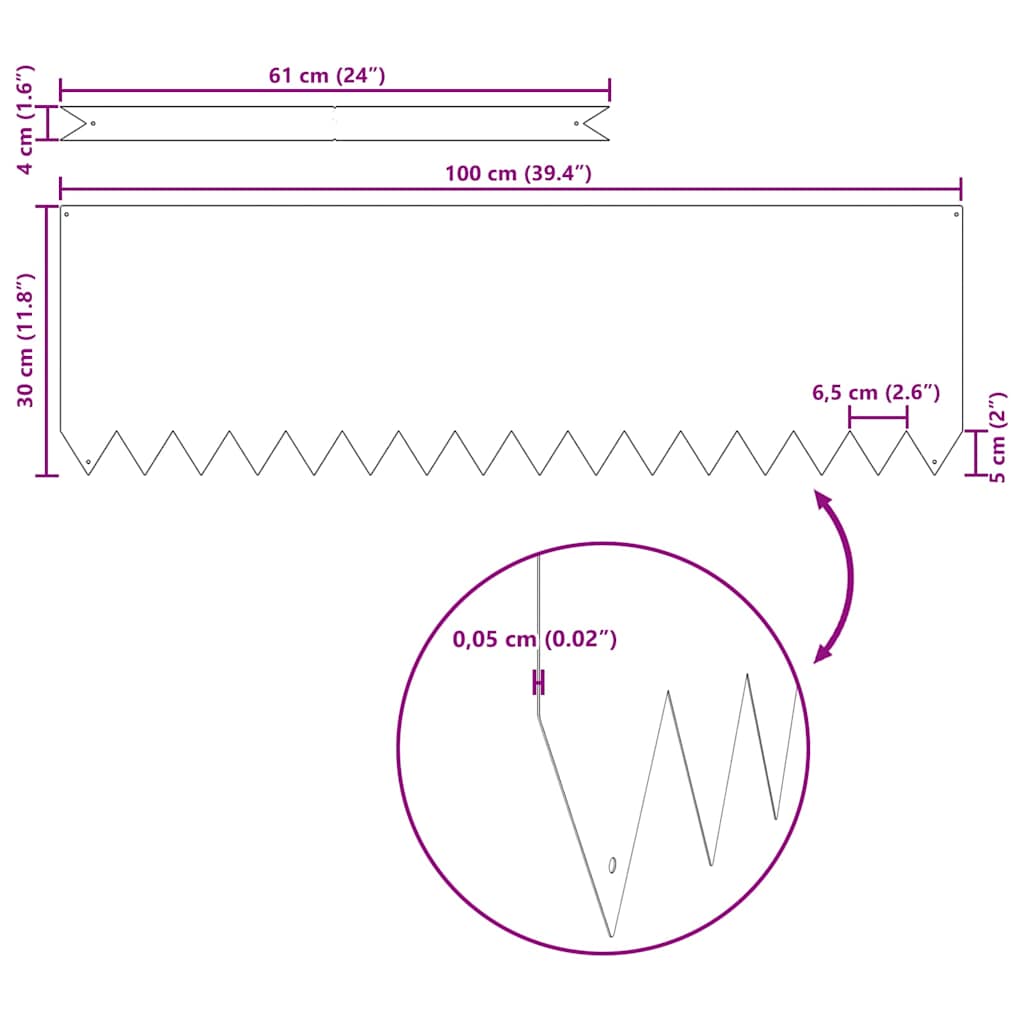 Gazonranden 30 Pcs Bruin 100 X 0.5 X 30 Cm