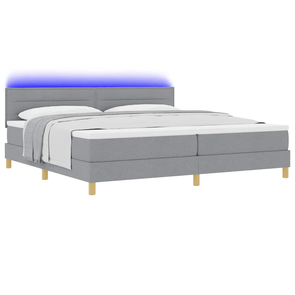 Boxspring Bed Met Matras Lichtgrijs Stof Lichtgrijs.