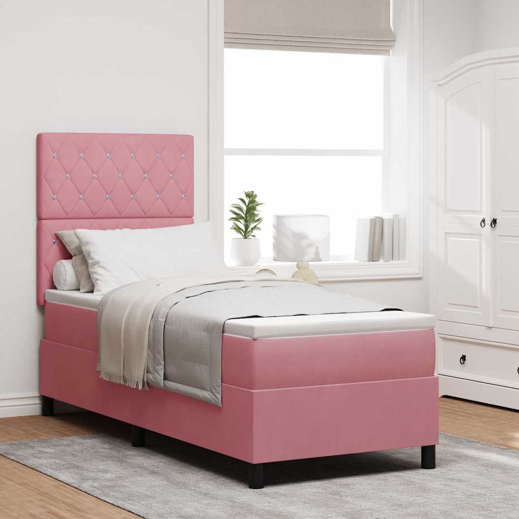 Boxspring Bed Met Matras Fluweel Roze