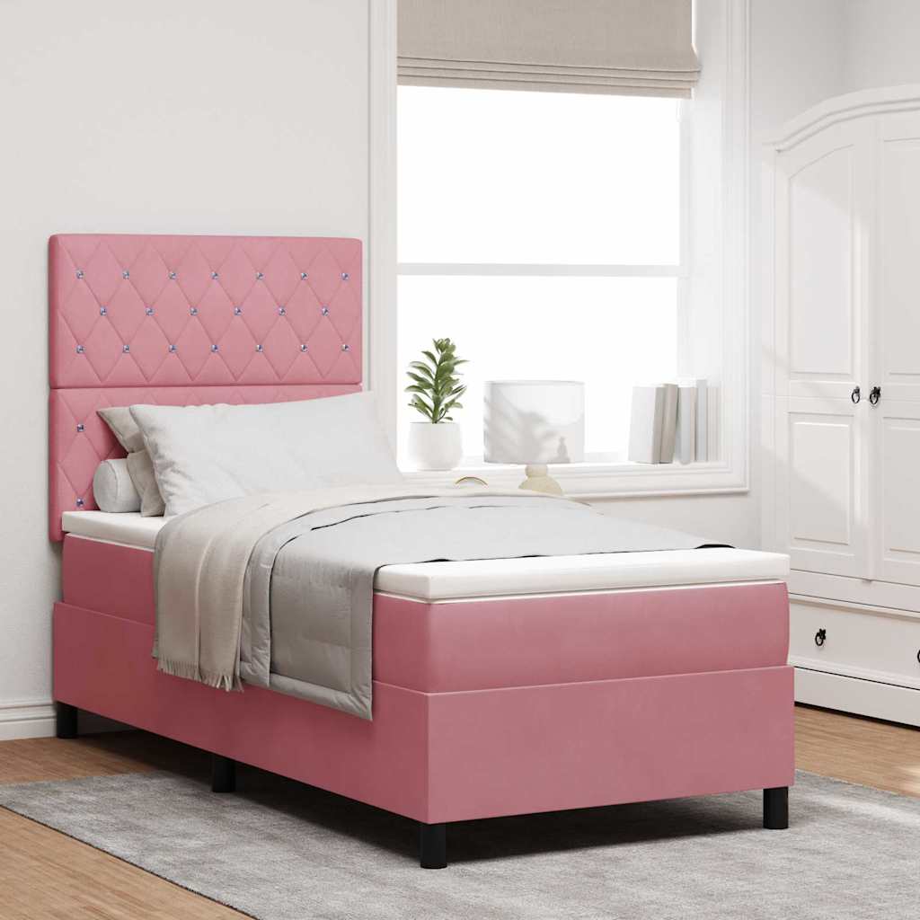 Boxspring Bed Met Matras Fluweel Roze