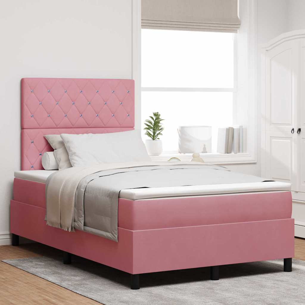 Boxspring Bed Met Matras Fluweel Roze