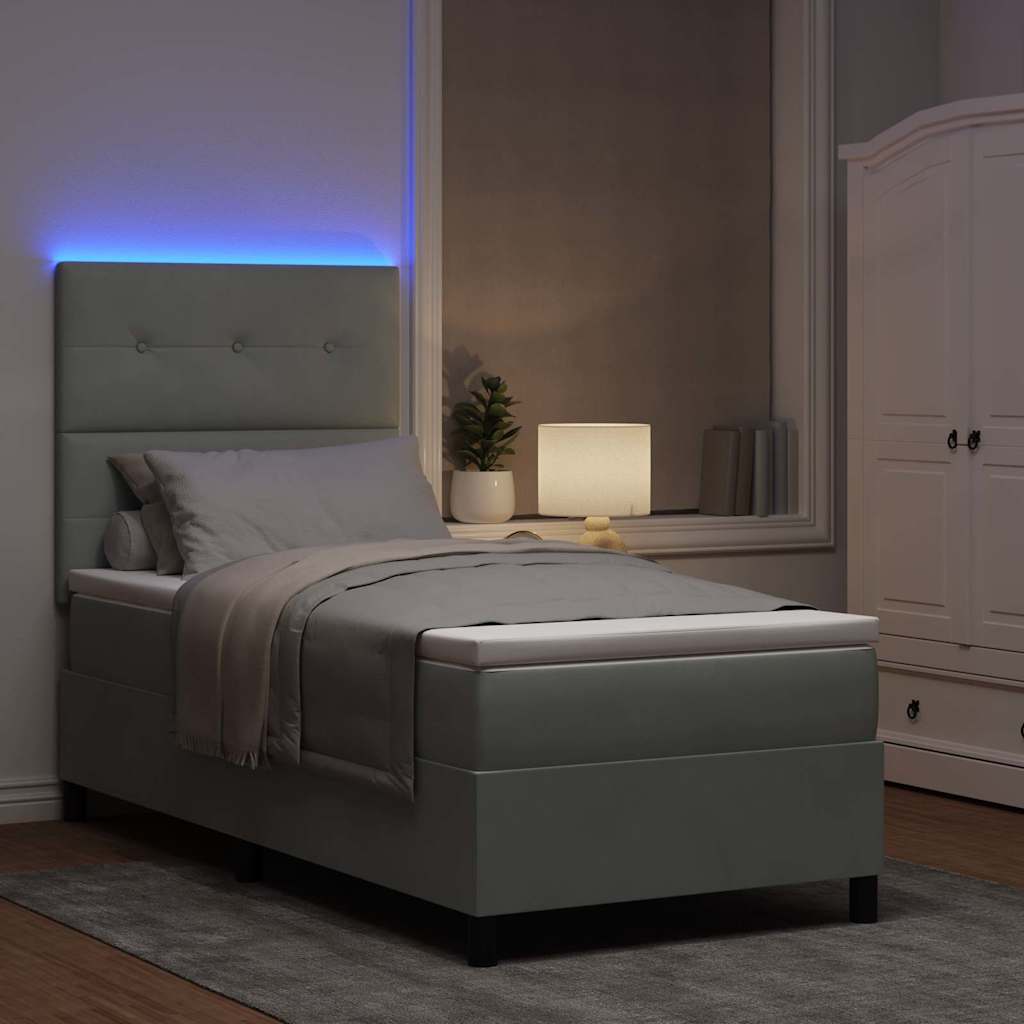 Boxspring Bed Met Matras Fluweel Lichtgrijs