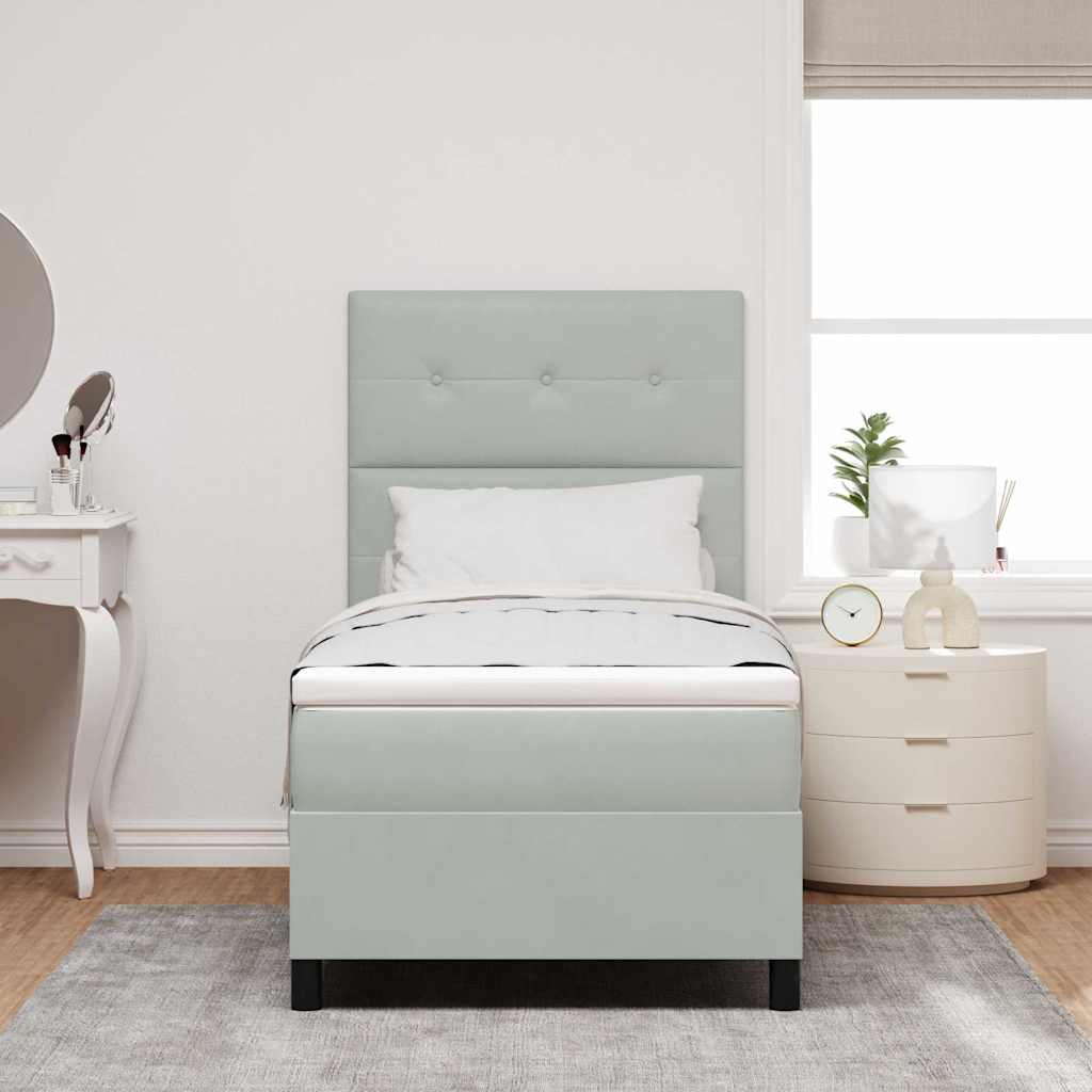 Boxspring Bed Met Matras Fluweel Lichtgrijs