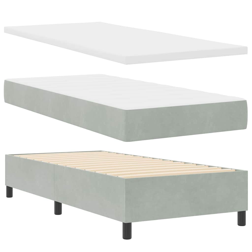 Boxspring Bed Met Matras Fluweel Lichtgrijs