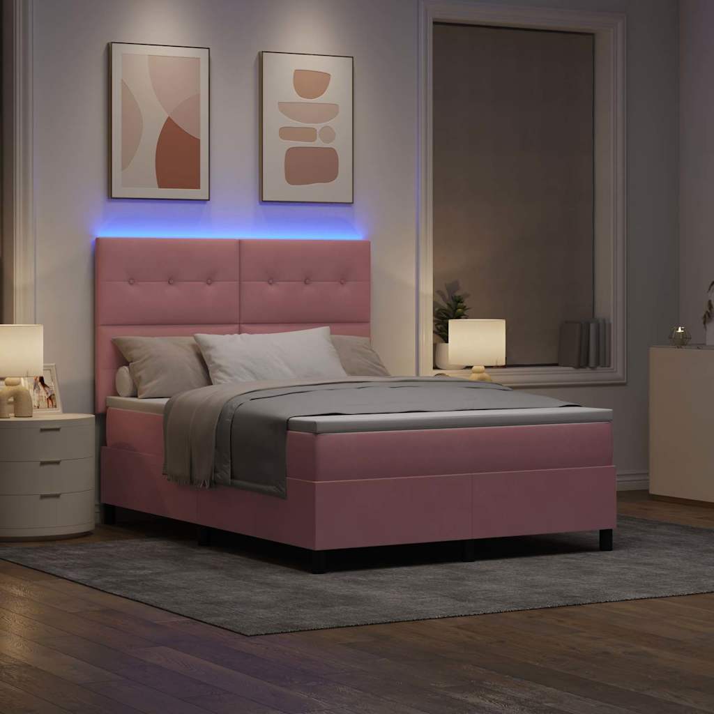 Boxspring Bed Met Matras Fluweel Roze