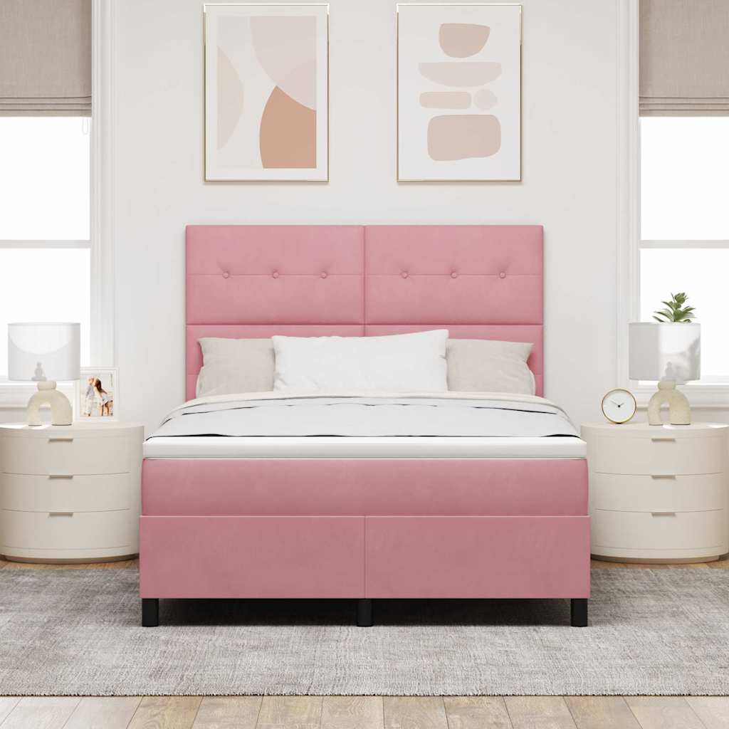 Boxspring Bed Met Matras Fluweel Roze