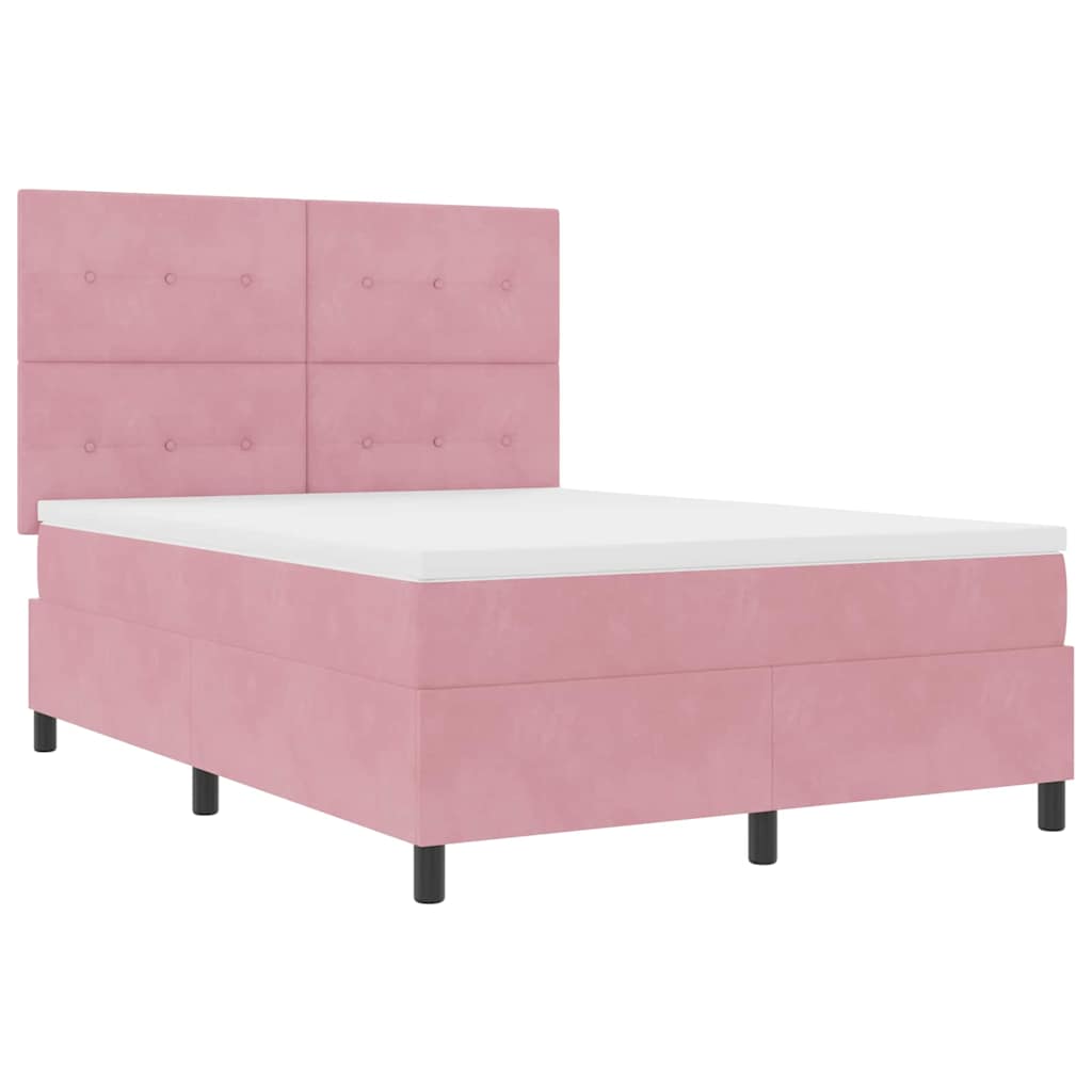 Boxspring Bed Met Matras Fluweel Roze