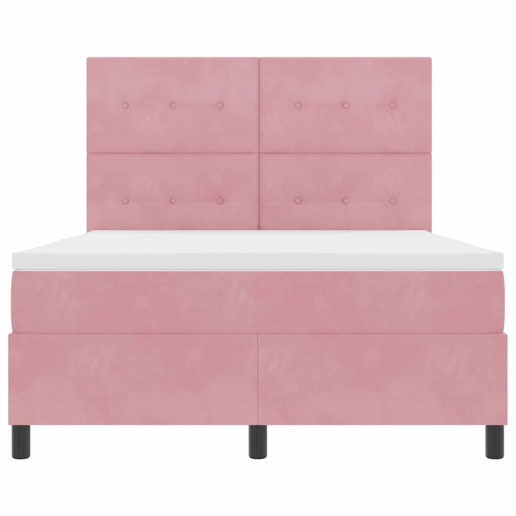 Boxspring Bed Met Matras Fluweel Roze