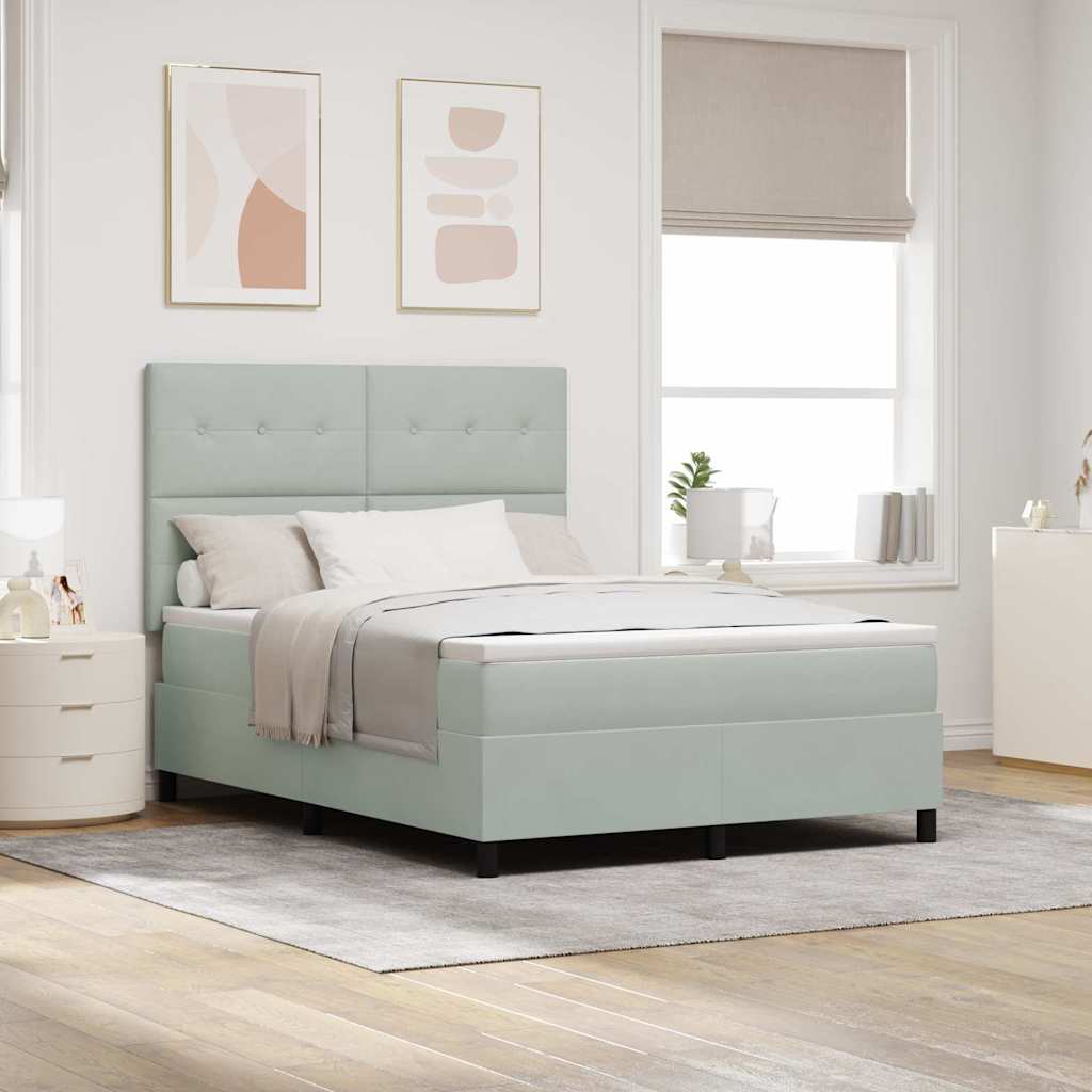 Boxspring Bed Met Matras Fluweel Lichtgrijs