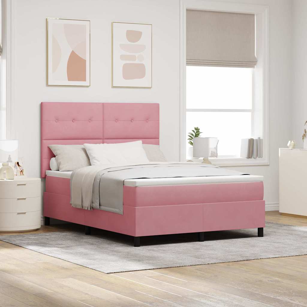 Boxspring Bed Met Matras Fluweel Roze