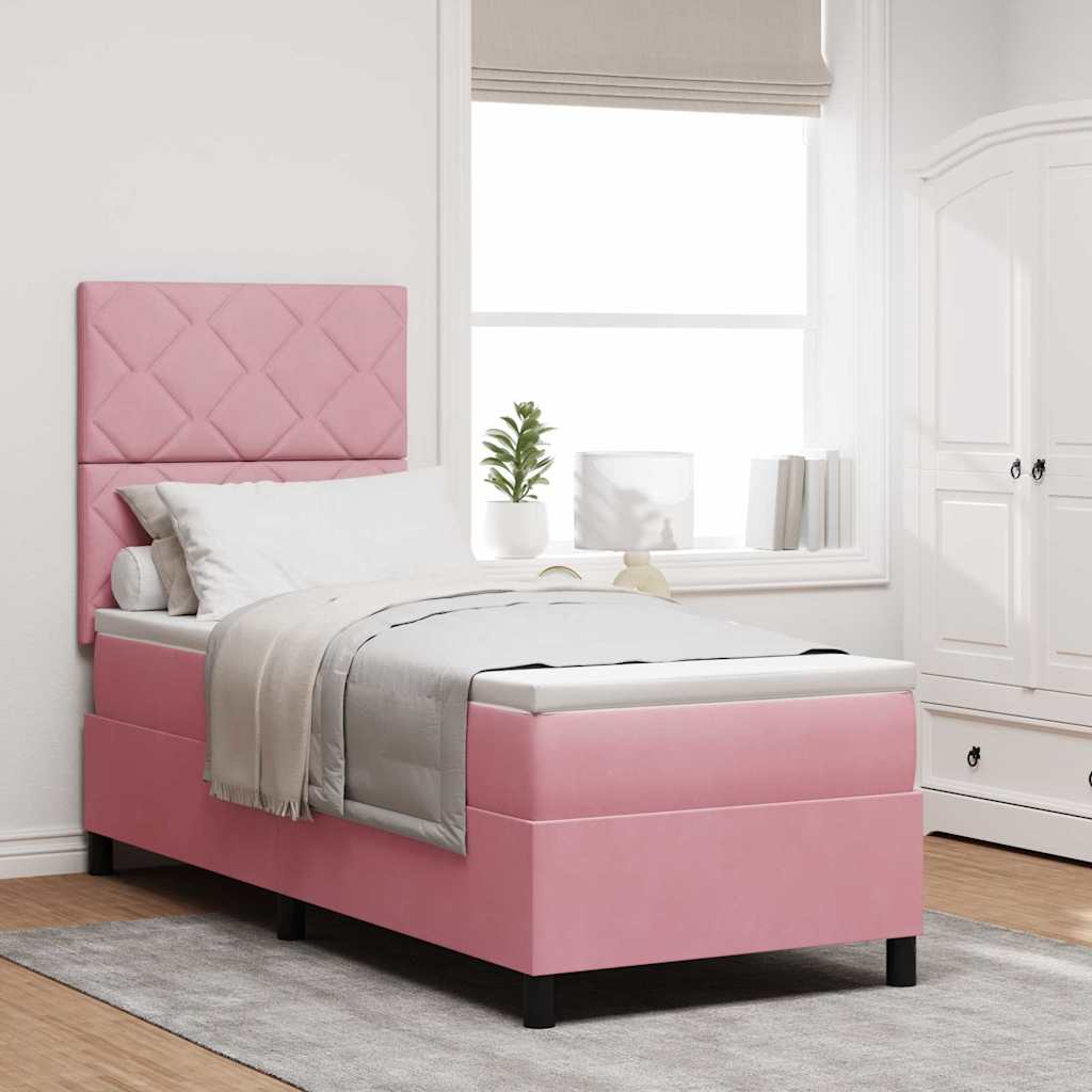 Boxspring Bed Met Matras Fluweel Roze