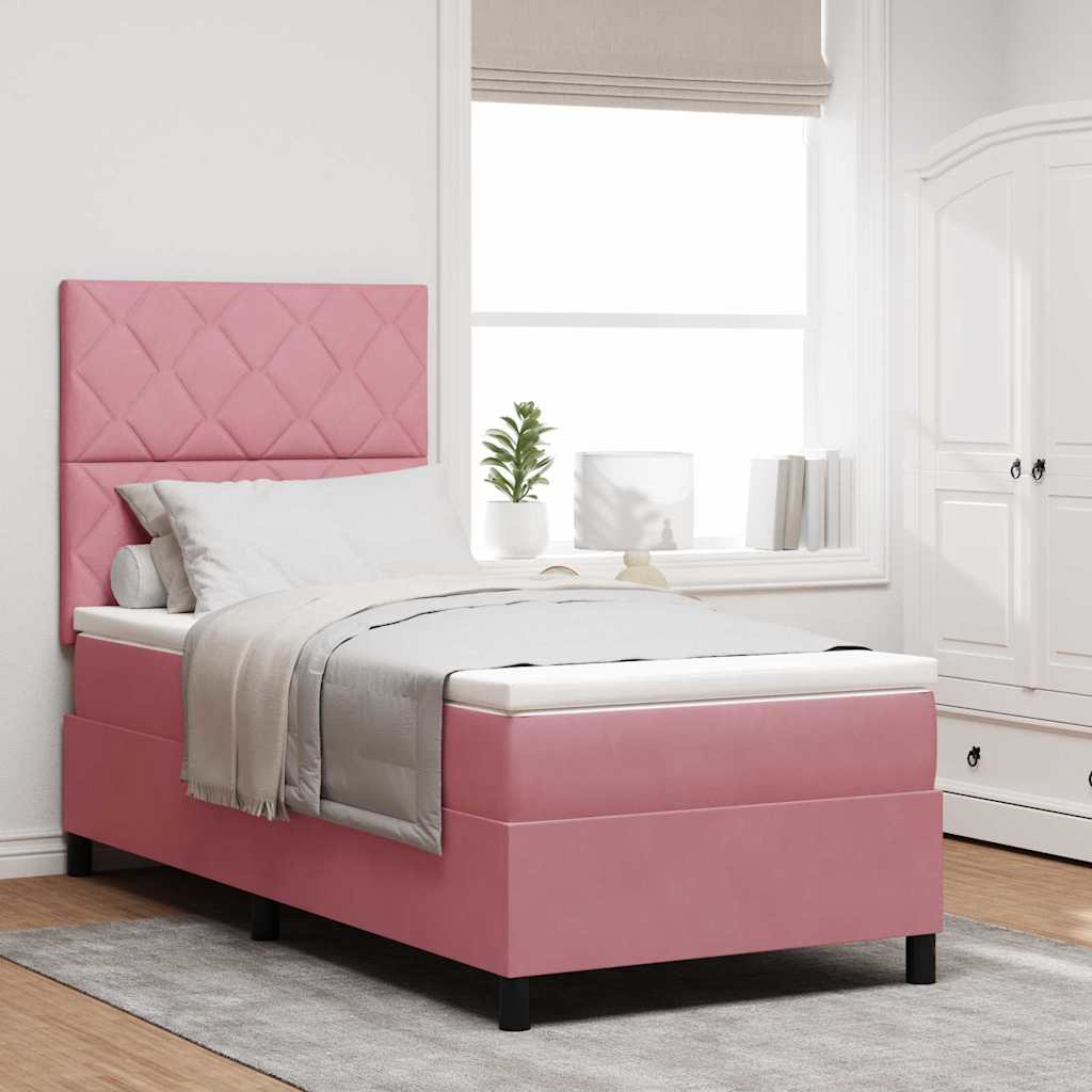 Boxspring Bed Met Matras Fluweel Roze