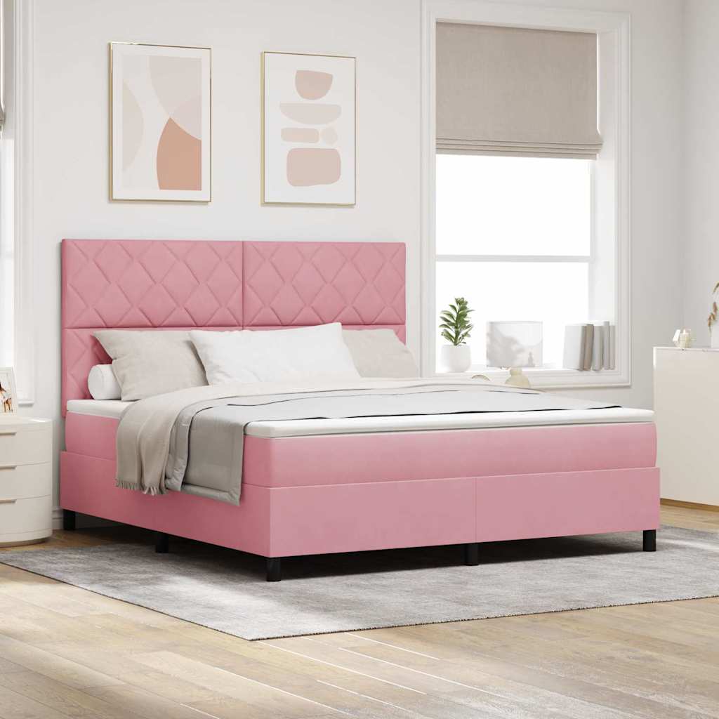 Boxspring Bed Met Matras Fluweel Roze