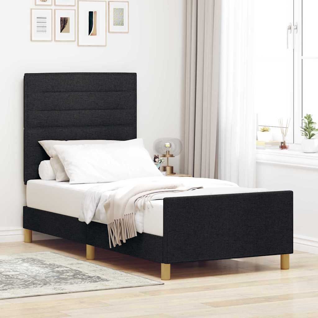 Bedframe Met Hoofdeinde Stof Zwart