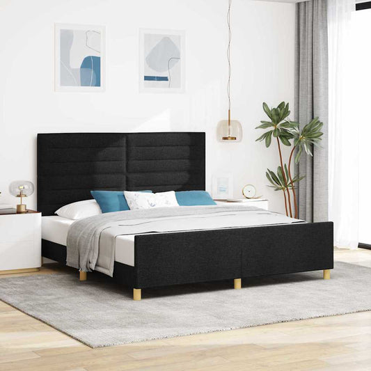 Bedframe Met Hoofdeinde Stof Zwart