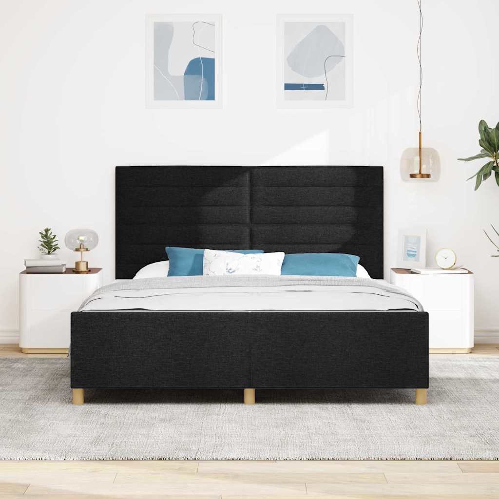 Bedframe Met Hoofdeinde Stof Zwart