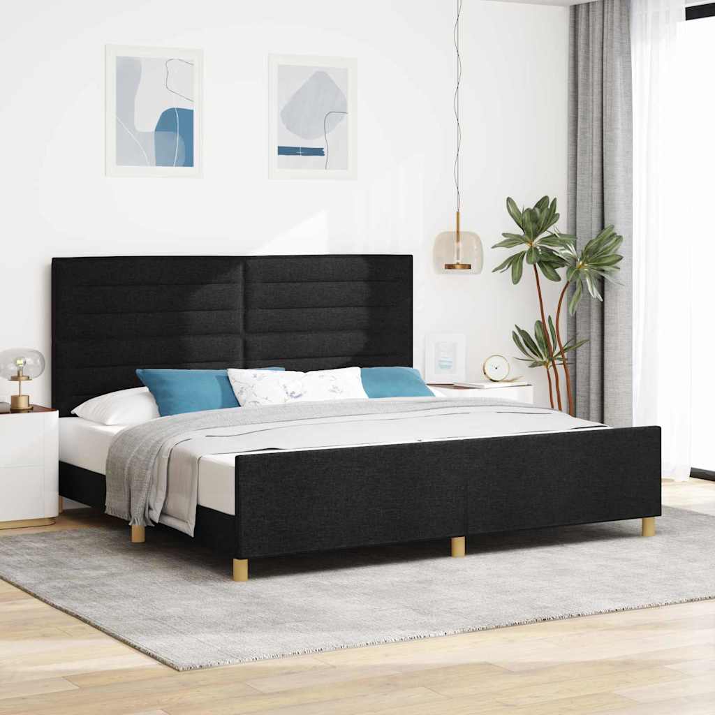 Bedframe Met Hoofdeinde Stof Zwart