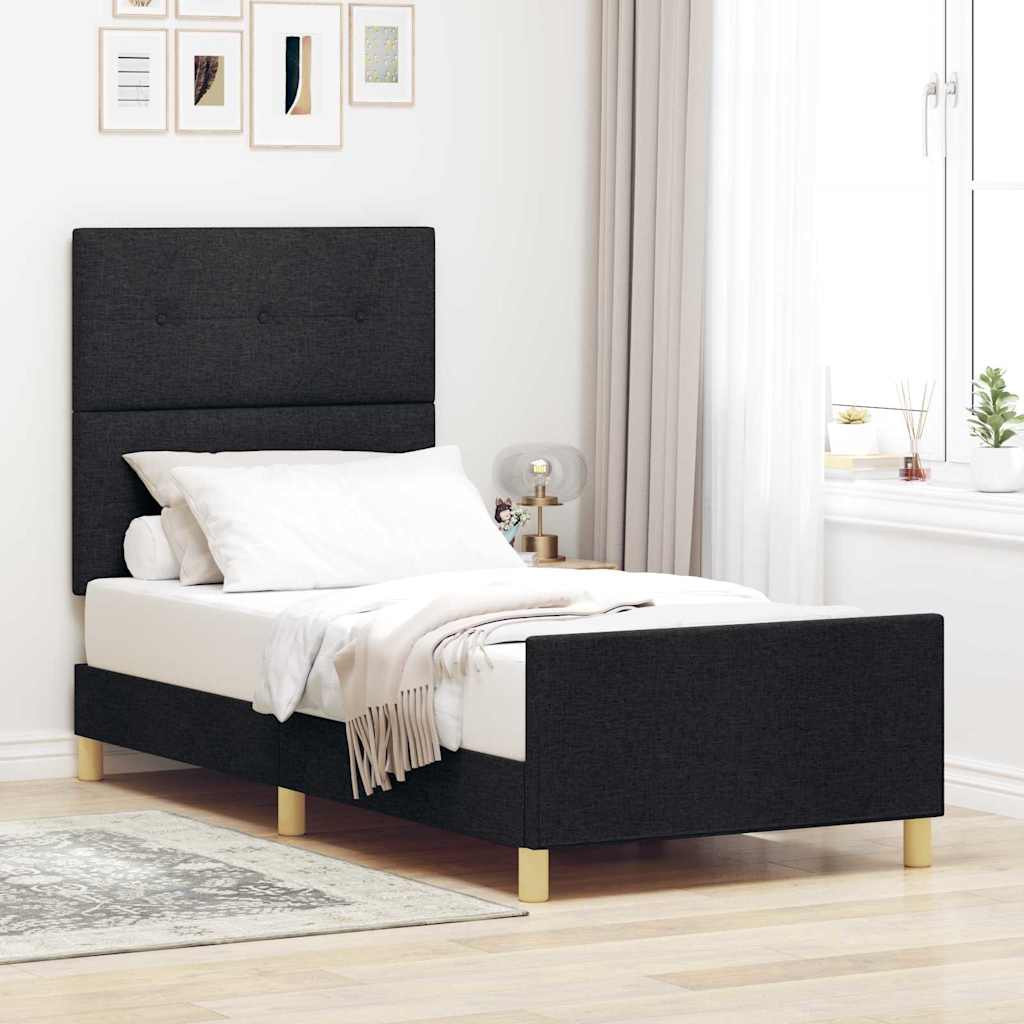 Bedframe Met Hoofdeinde Stof Zwart