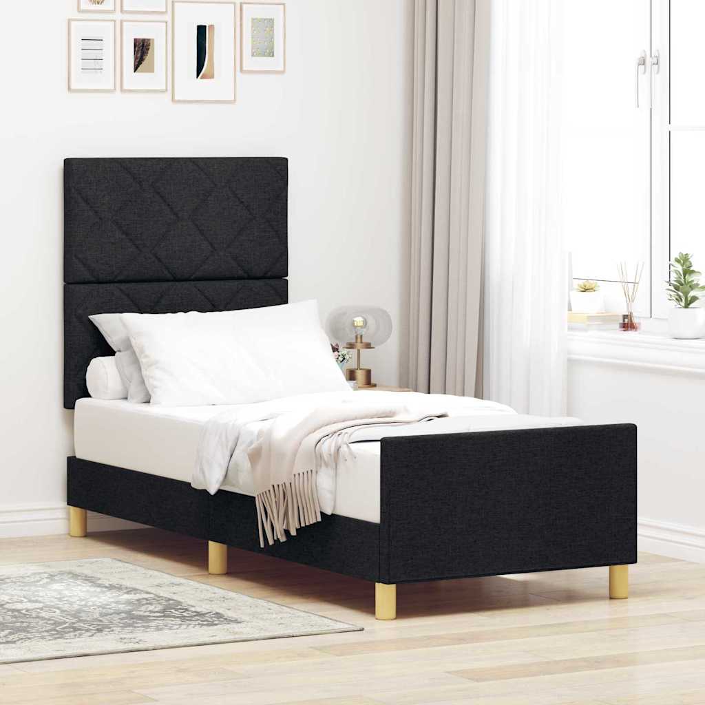 Bedframe Met Hoofdeinde Stof Zwart