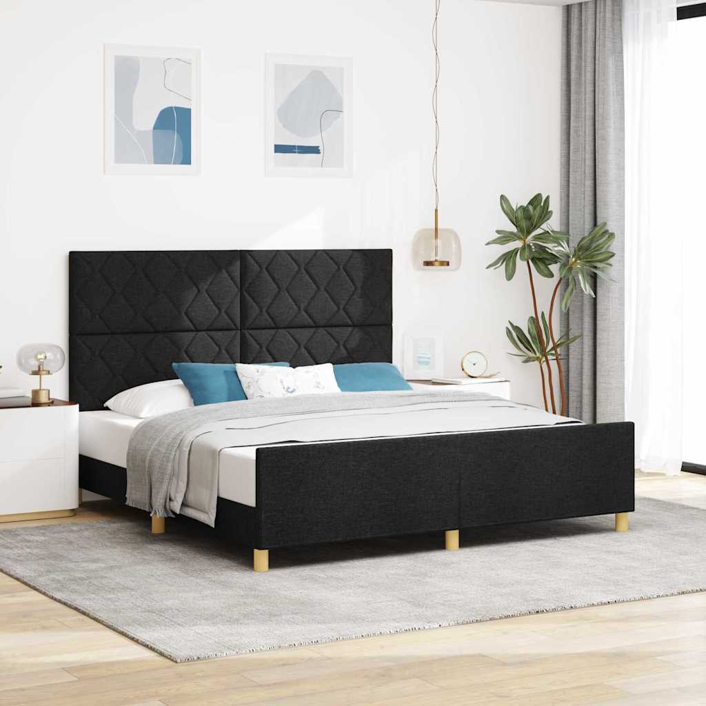 Bedframe Met Hoofdeinde Stof Zwart