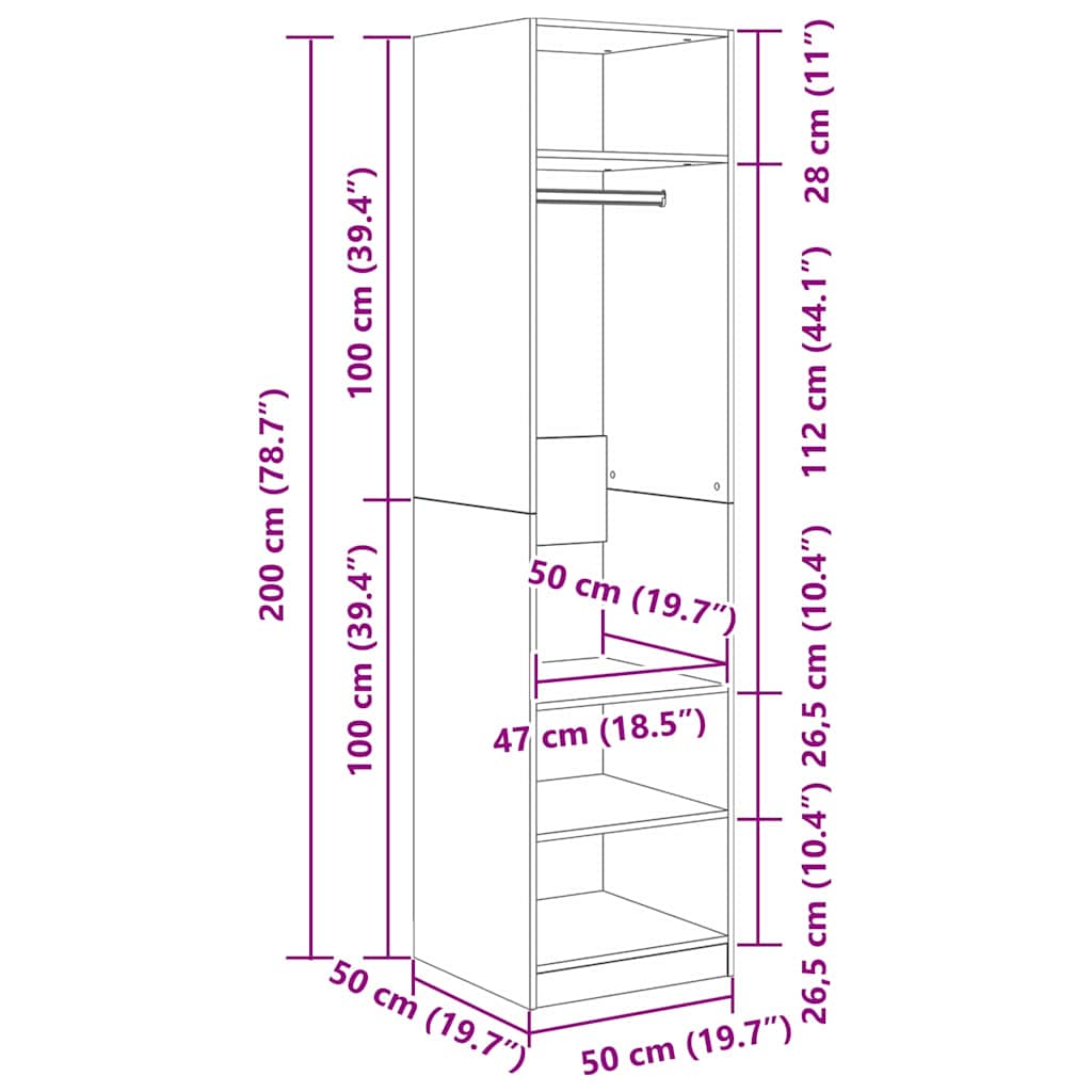 Kledingkast Met Plank Bewerkt Hout Artisanaal Eikenkleurig