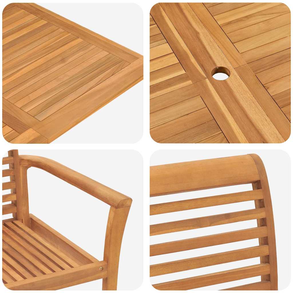 Tuin Eetset 9 Pcs Bruin 280 X 100 X 75 Cm Massief Teakhout