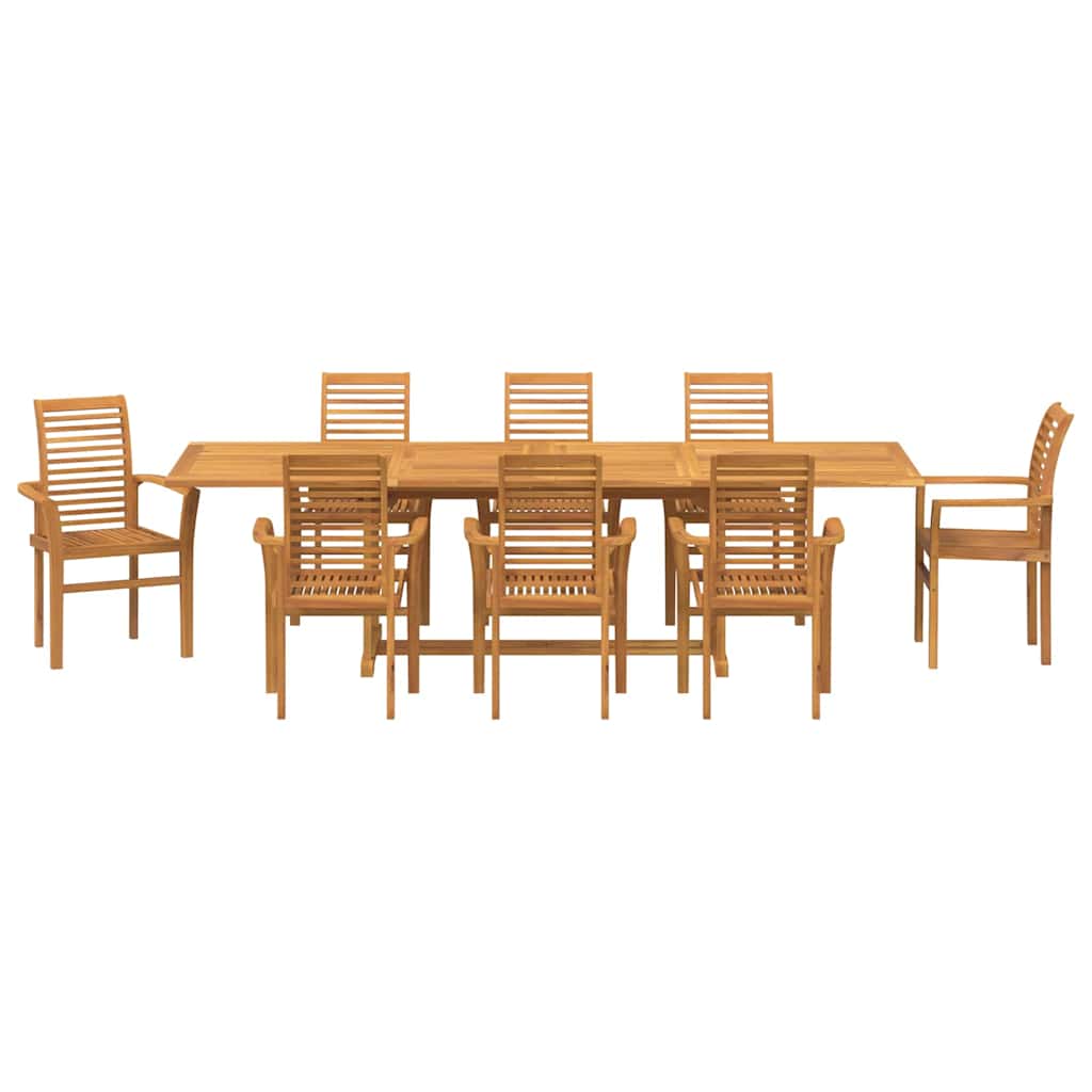 Tuin Eetset 9 Pcs Bruin 280 X 100 X 75 Cm Massief Teakhout