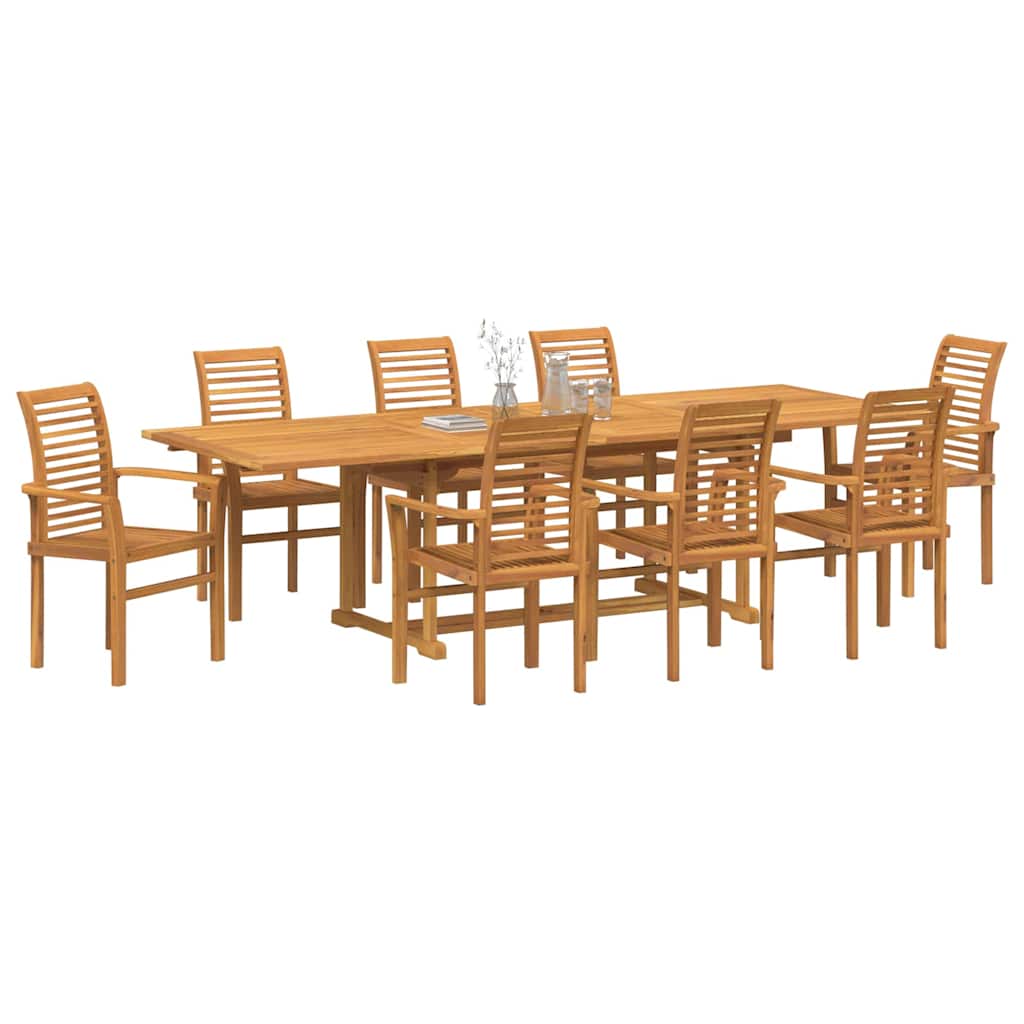 Tuin Eetset 9 Pcs Bruin 280 X 100 X 75 Cm Massief Teakhout