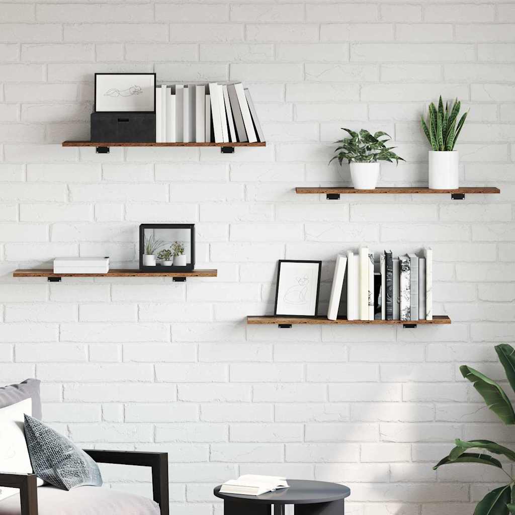 Boekenplank Bord 4 Pcs Bruin Bewerkt Hout Oud Hout