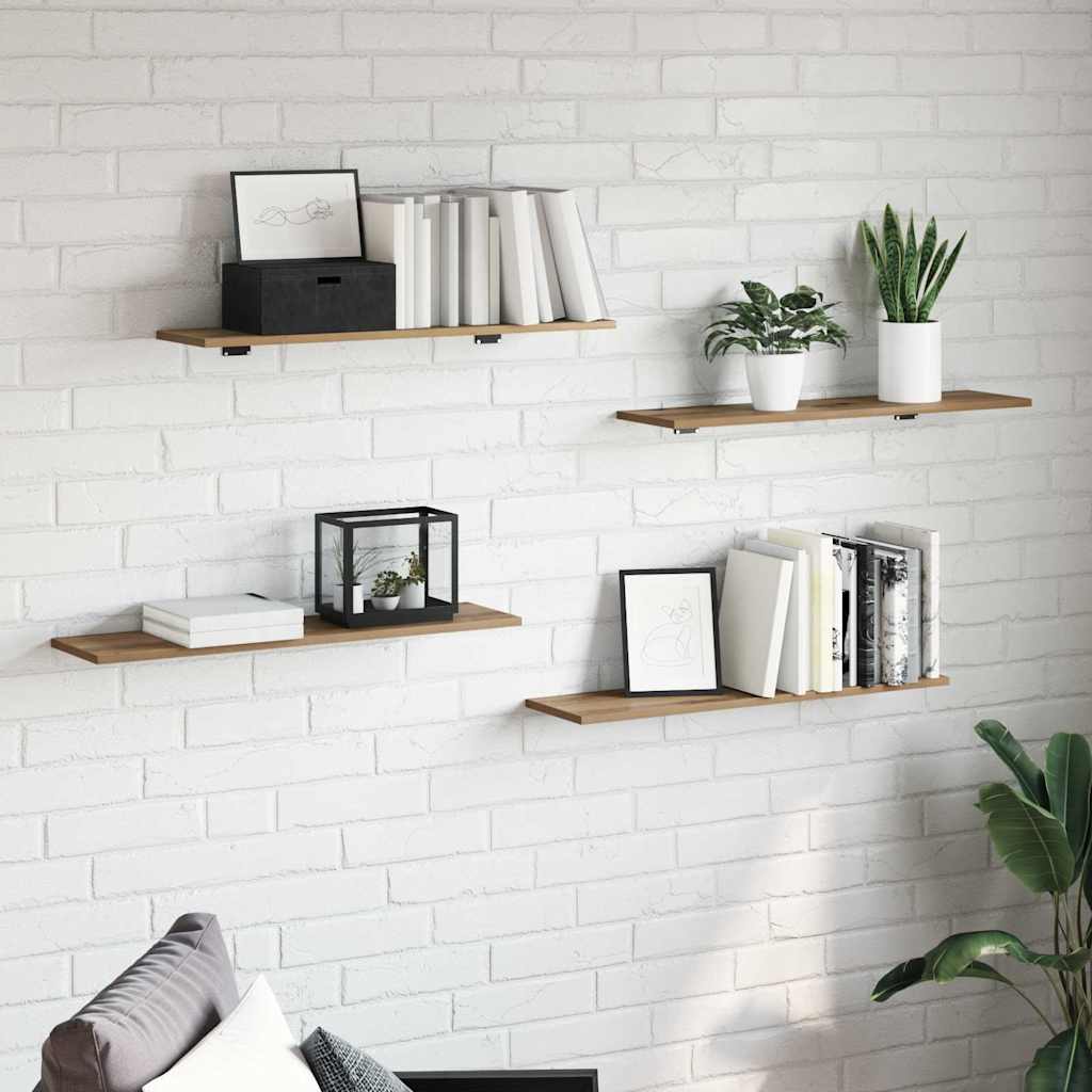 Boekenplank Bord 4 Pcs Bruin Bewerkt Hout Artisanaal Eikenkleurig
